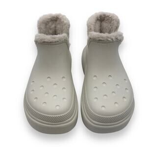 Crocs Stomp Lined Shorty Boot m8/w10 Unisex Faux Fur Ankle Lug Sole Linen NIB